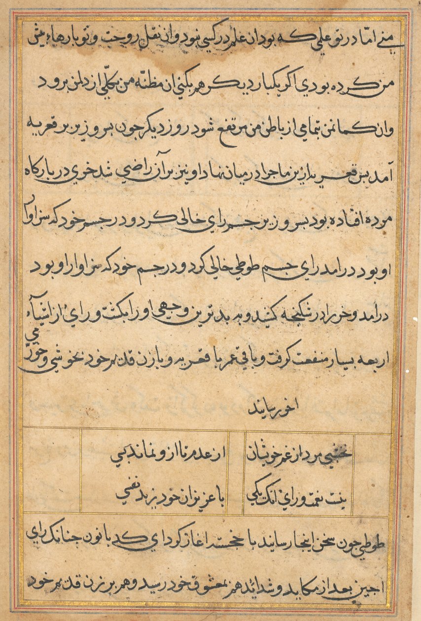 Stránka z Příběhů papouška Tuti-nama: textová stránka, c. 1560. od Unbekannt
