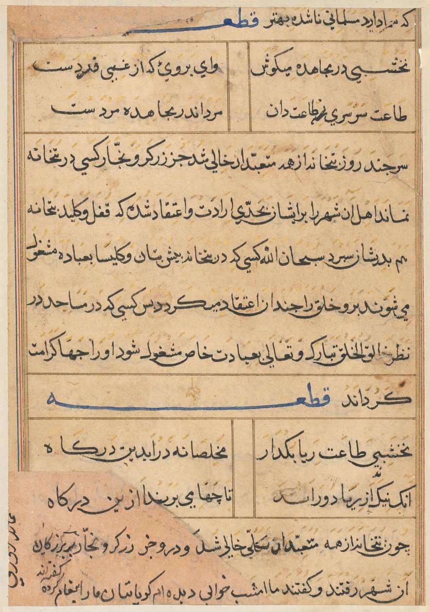 Stránka z Příběhů papouška Tuti-nama: textová stránka, c. 1560. od Unbekannt