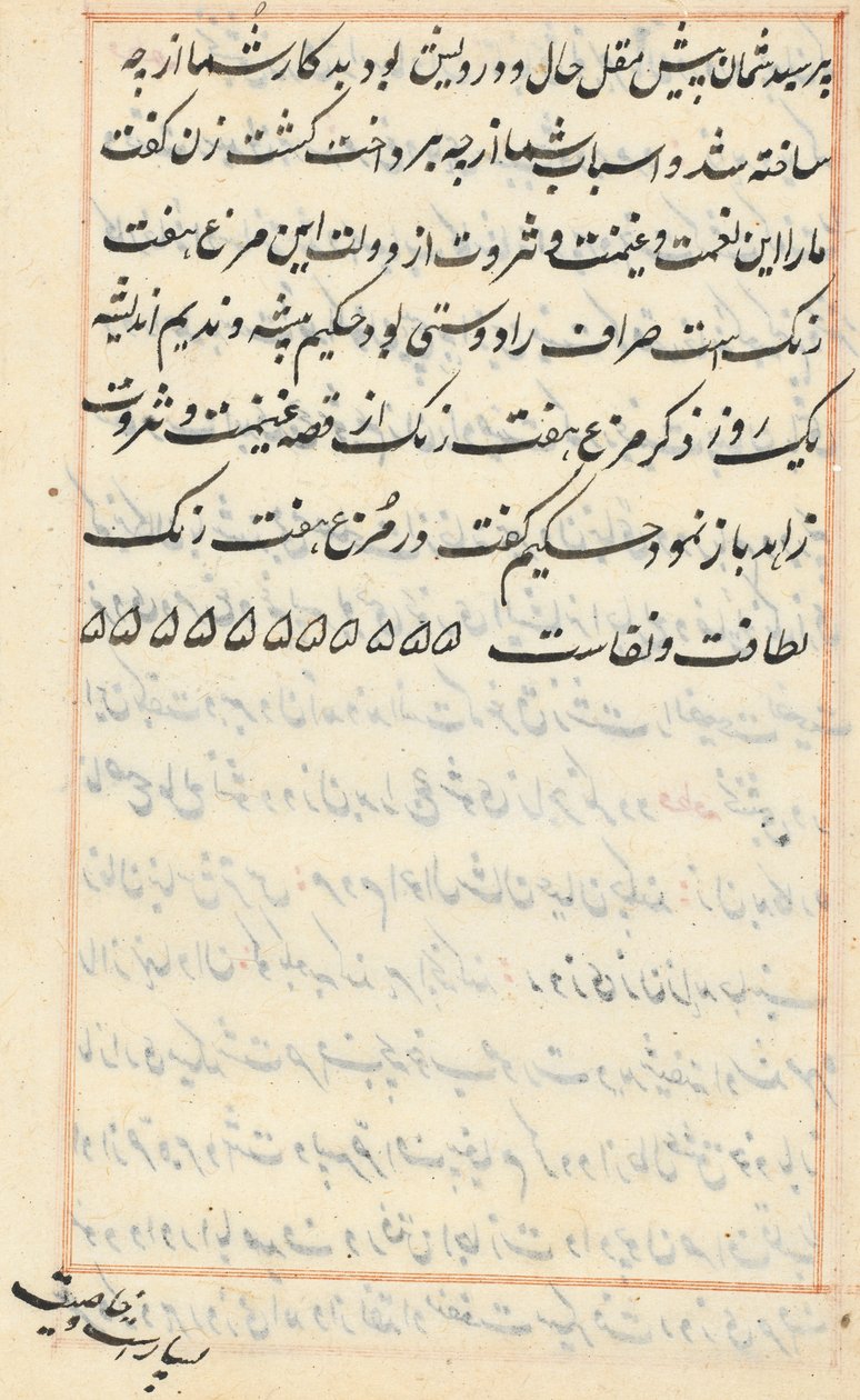 Stránka z Příběhů papouška Tuti-nama: textová stránka, c. 1560. od Unbekannt