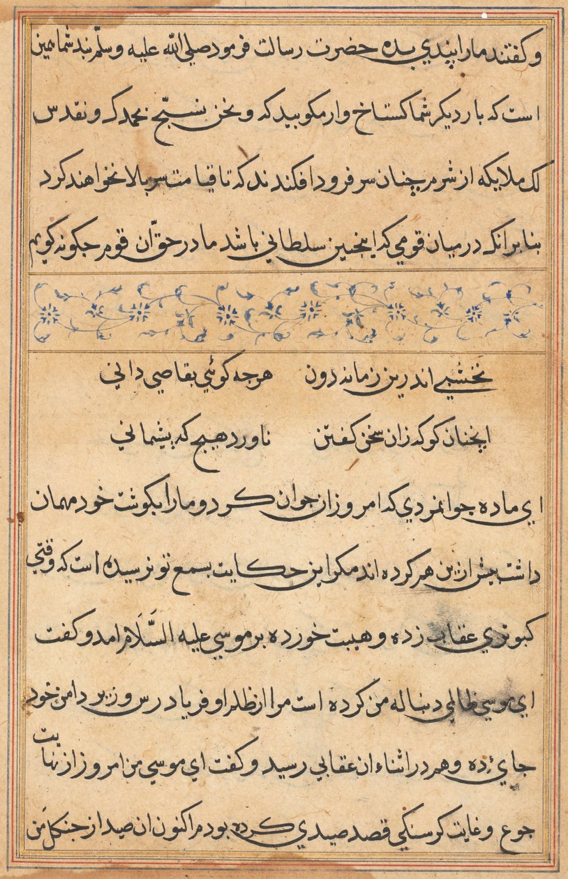 Stránka z Příběhů papouška Tuti-nama: textová stránka, c. 1560. od Unbekannt