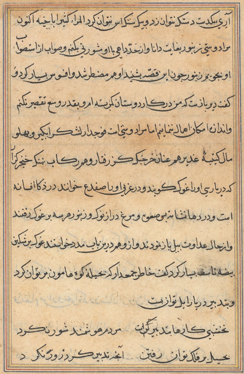 Stránka z Příběhů papouška Tuti-nama: textová stránka, c. 1560. od Unbekannt
