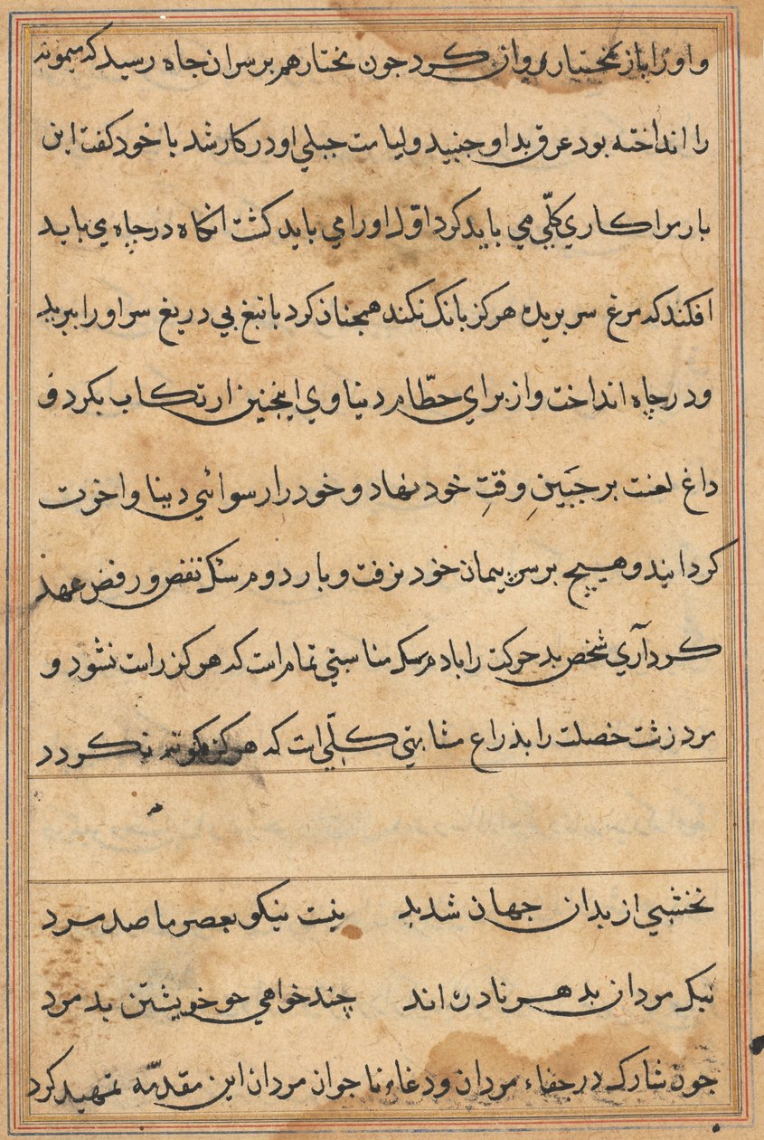 Stránka z Příběhů papouška Tuti-nama: textová stránka, c. 1560. od Unbekannt