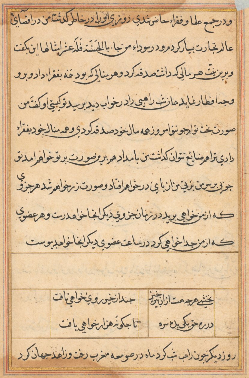 Stránka z Příběhů papouška Tuti-nama: textová stránka, c. 1560. od Unbekannt
