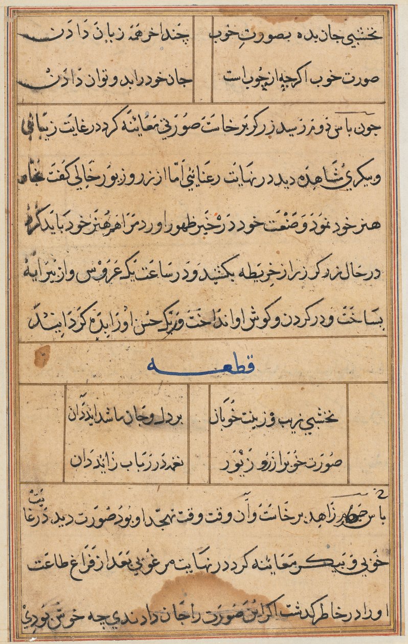 Stránka z Příběhů papouška Tuti-nama: textová stránka, c. 1560. od Unbekannt