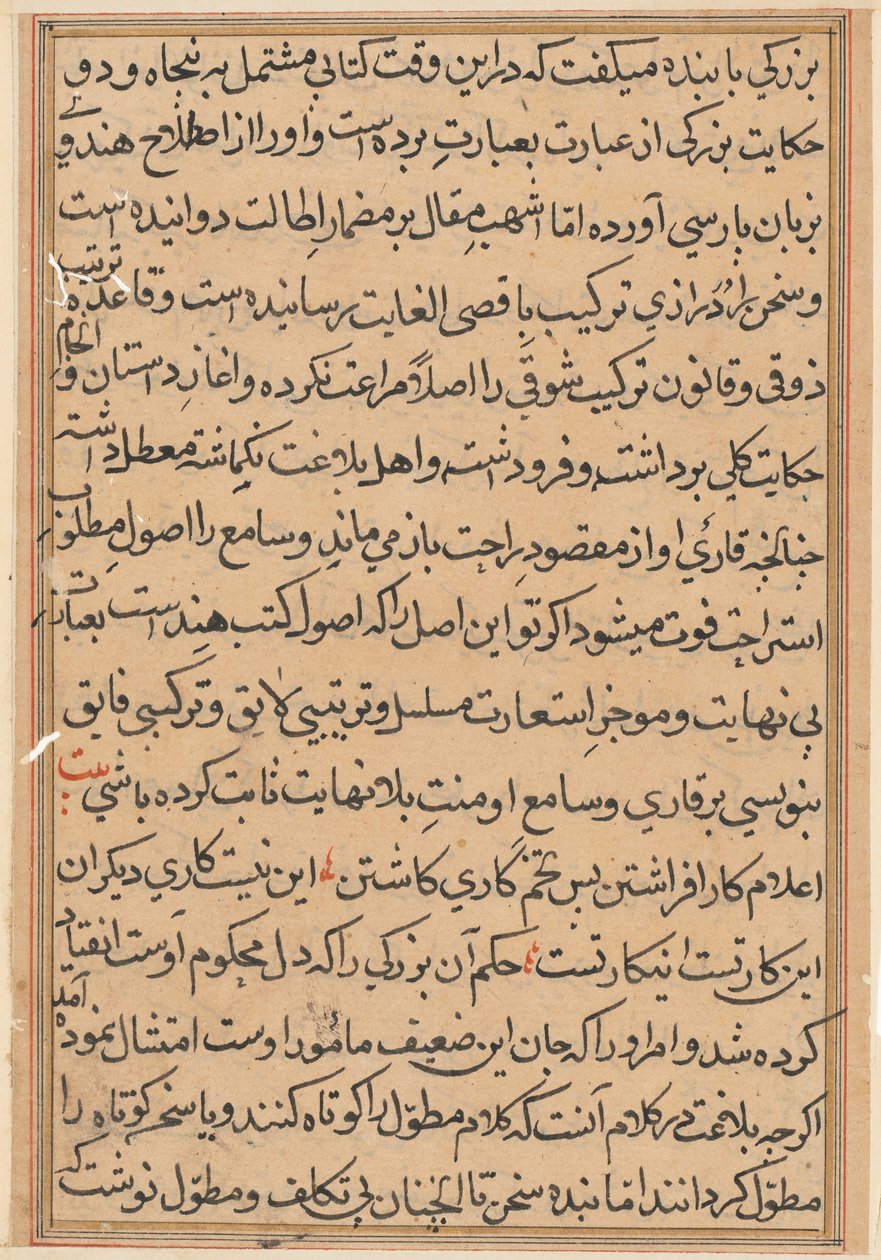 Stránka z Příběhů papouška Tuti-nama: textová stránka, c. 1560. od Unbekannt