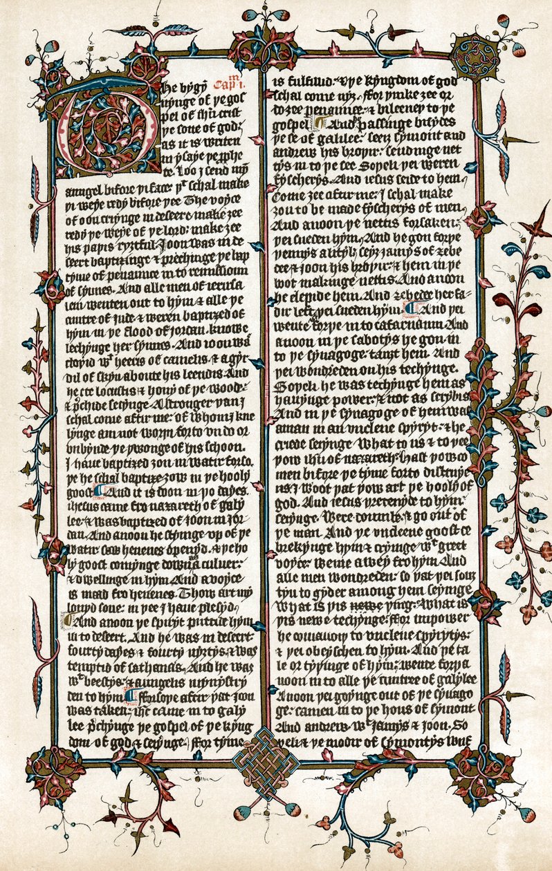 Stránka z Wycliffova překladu Bible do angličtiny, c1400 od Unbekannt
