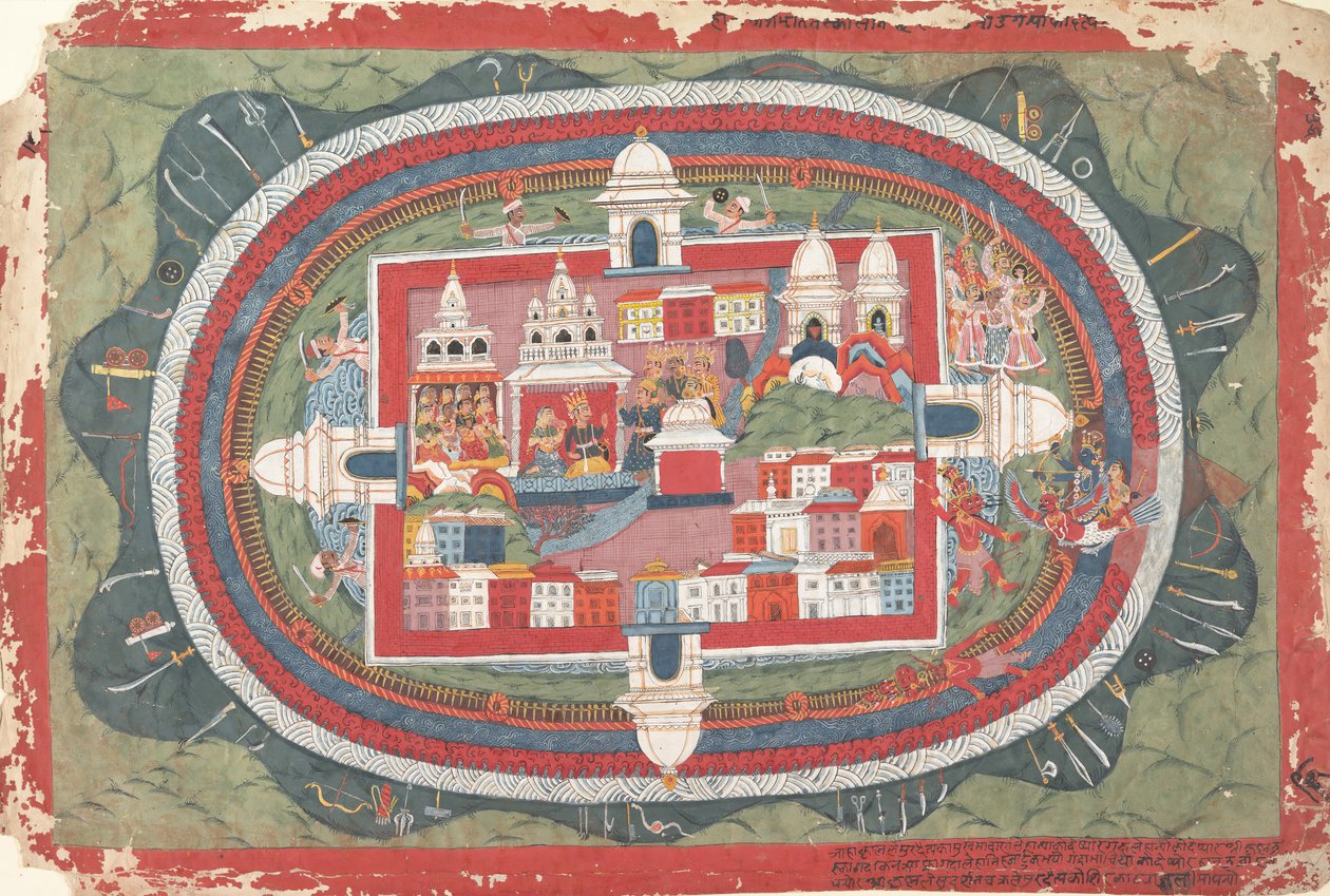 Stránka z rozptýleného rukopisu Bhagavata Purana Život Krišny, ca. 1775. od Unbekannt