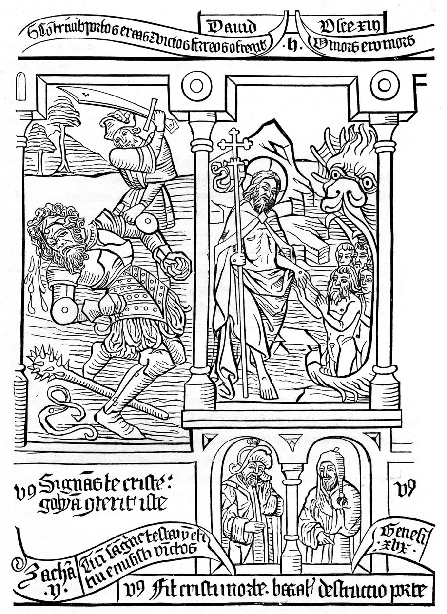 Stránka z Biblia Pauperum, 15. století, 1870 od Unbekannt