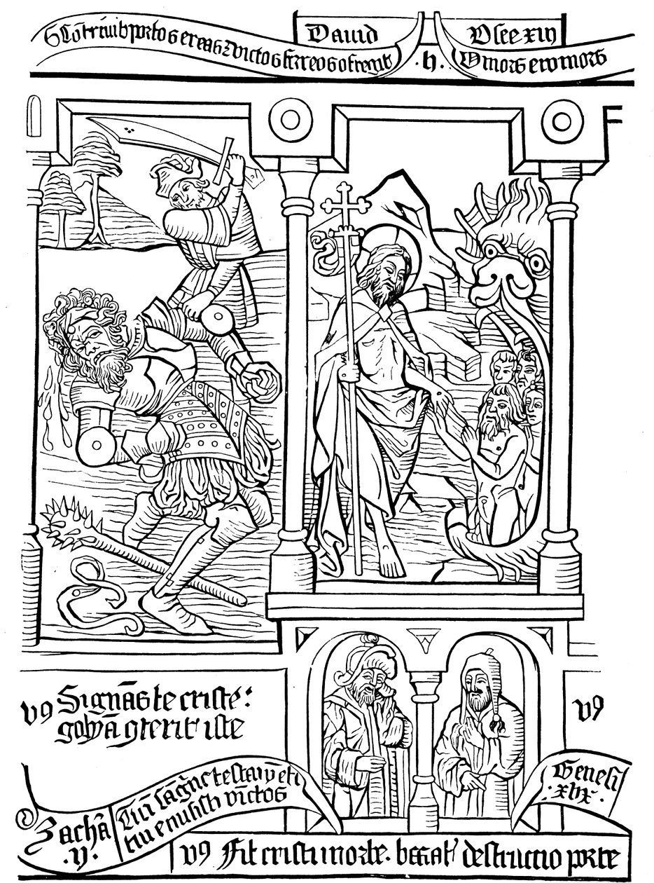Strana Biblia Pauperum Bible chudých národů, 15. století od Unbekannt