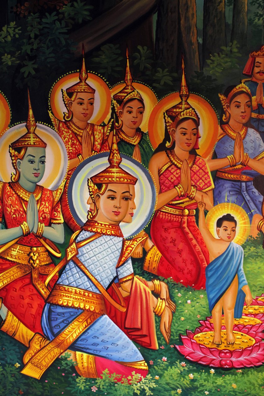 Obraz zobrazující Buddhovy narozeniny (Wesak) ve Wat Than Phnom Penh Cambodge od Unbekannt