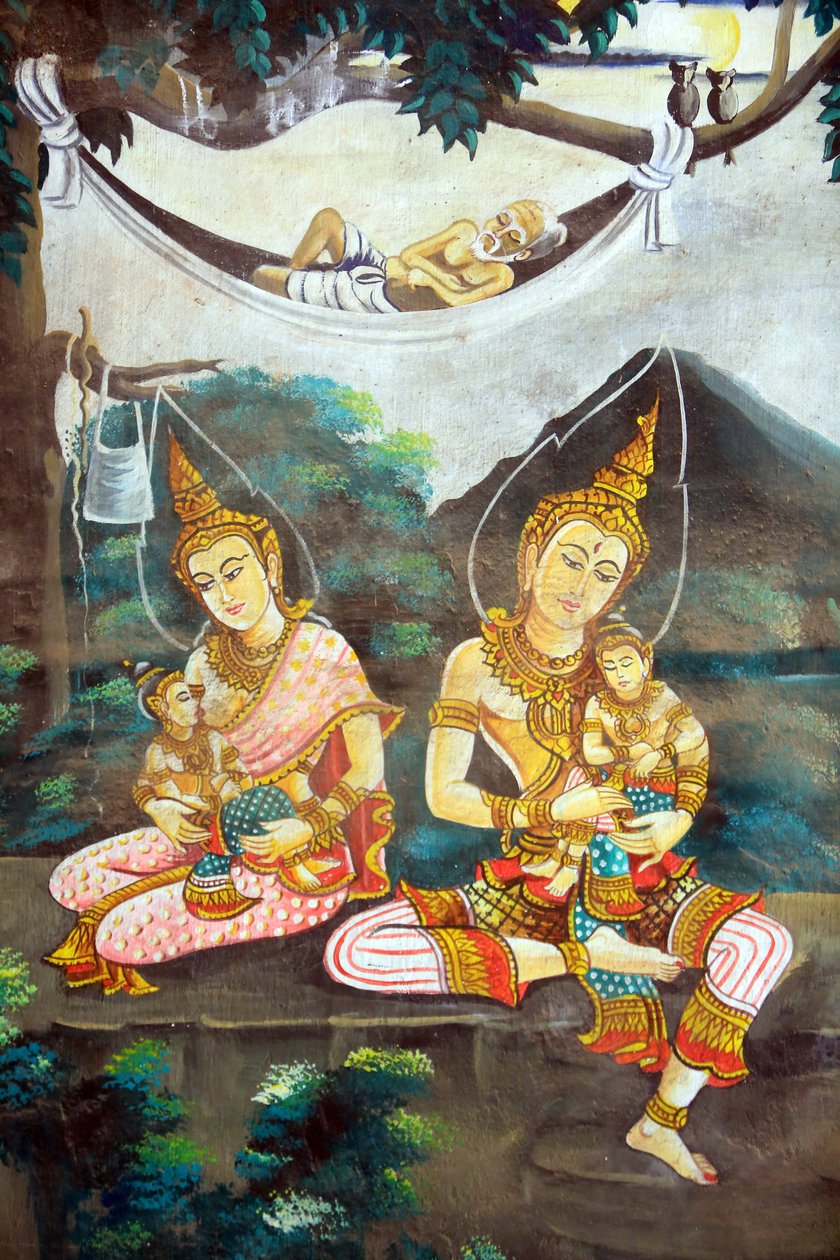 Obraz zobrazující životní příběh Buddhy Šákjamuniho. Wat Naxai. Vientiane. Laos, 20151106, Vientiane, Laos od Unbekannt