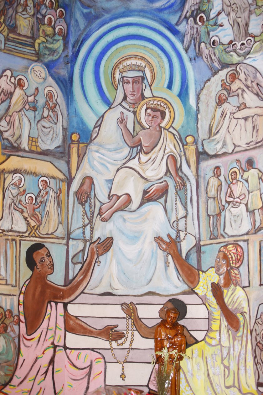 Malba v katedrále v Lome: Panna a dítě, Lome, Togo od Unbekannt