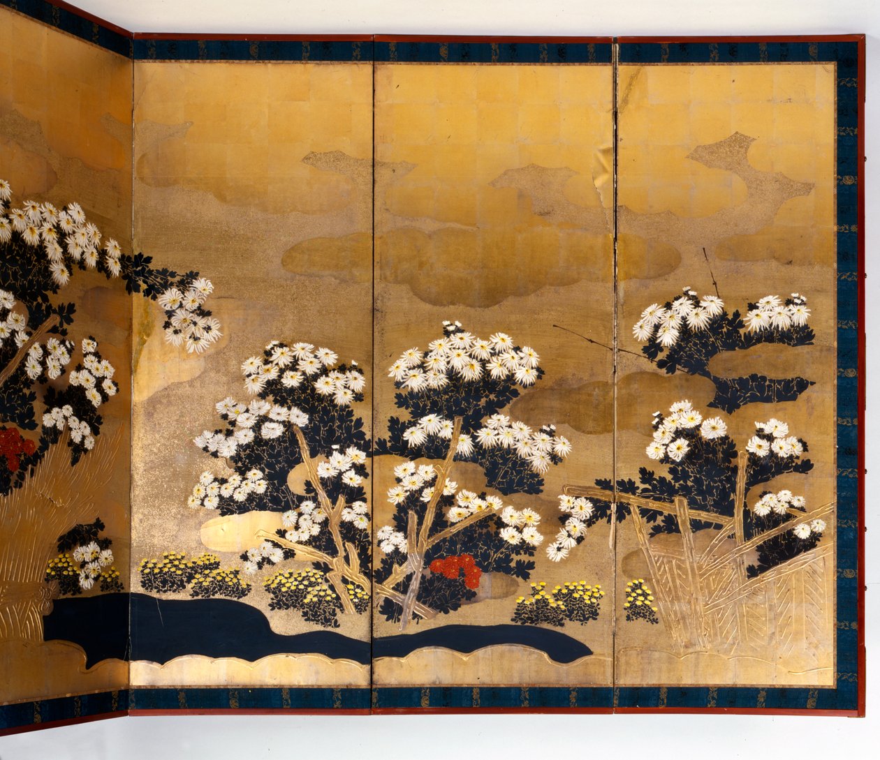 Pár obrazovek se 6 panely se zlatým pozadím, období Edo, japonština, 1600-1867 od Unbekannt