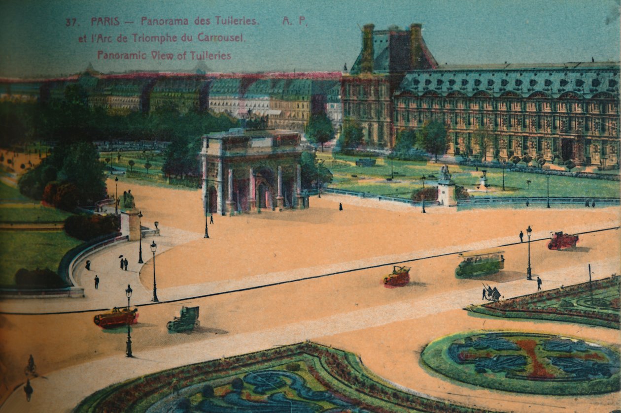 Panoramatický výhled na Tuileries a Arc de Triomphe du Carrousel, Paříž, c1920 od Unbekannt