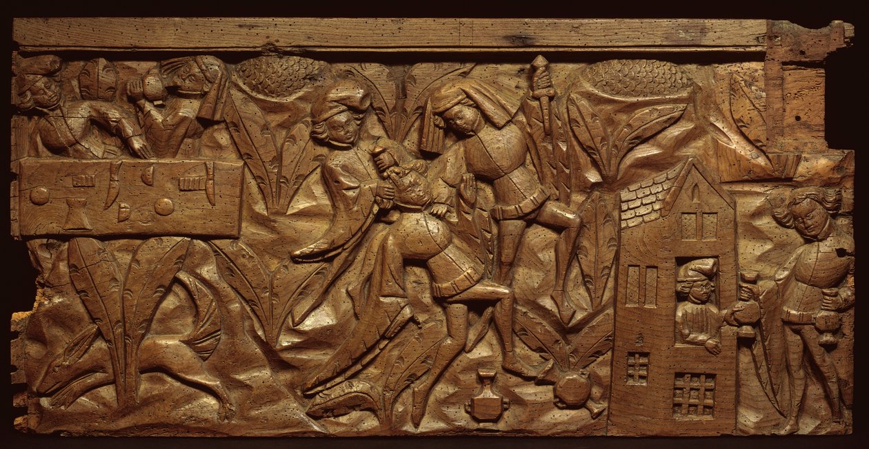 Panel zobrazující scénu z příběhu Pardoner