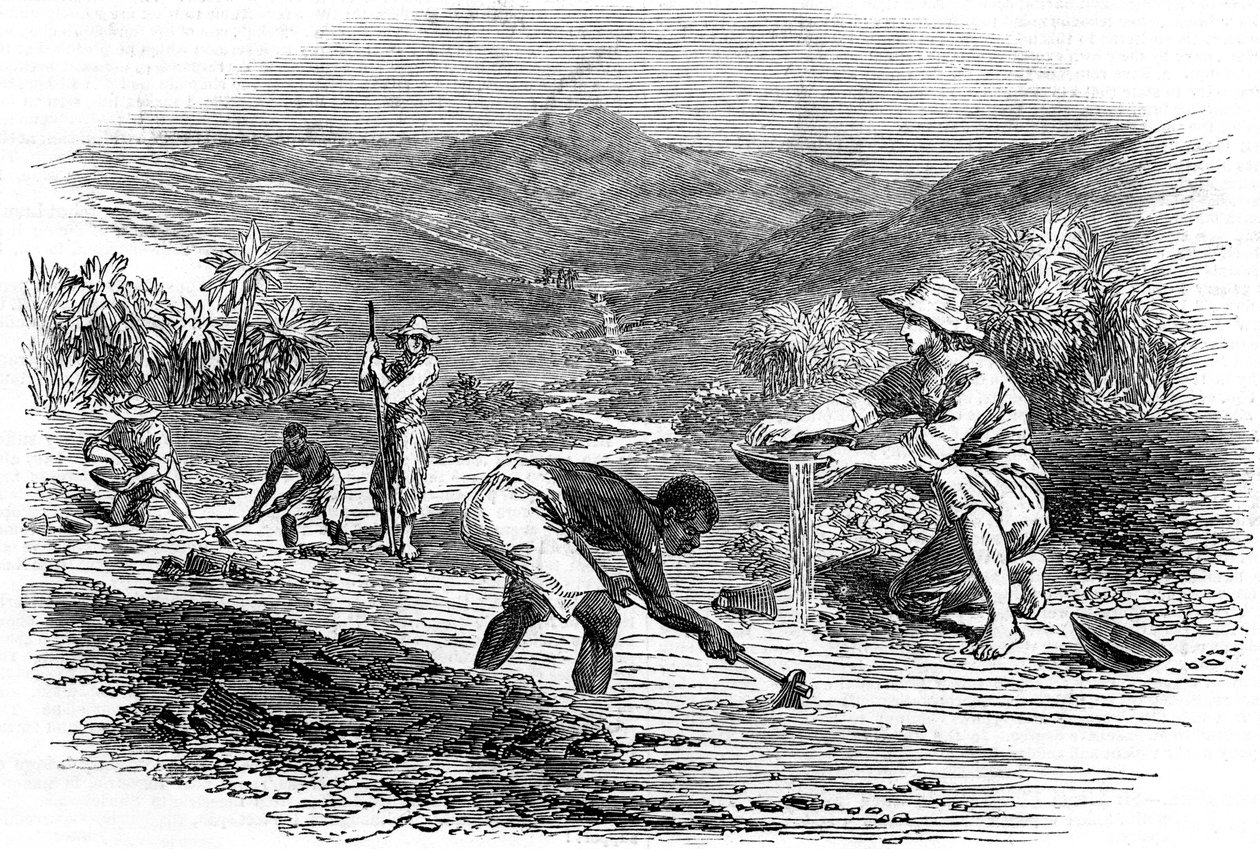 Rýžování zlata během kalifornské zlaté horečky v roce 1849 od Unbekannt
