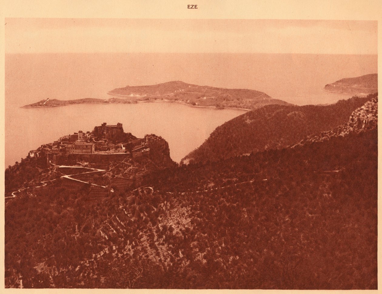 Panorama a Cap Ferrat při pohledu z Grande Corniche, Eze, 1930. od Unbekannt