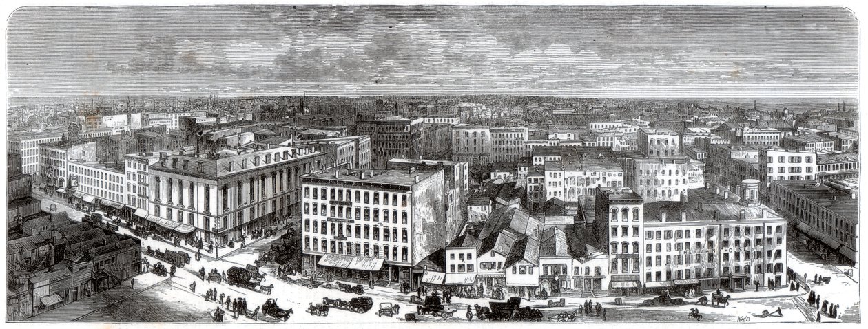 Panorama Chicaga z horní části radnice, USA, 1871 od Unbekannt