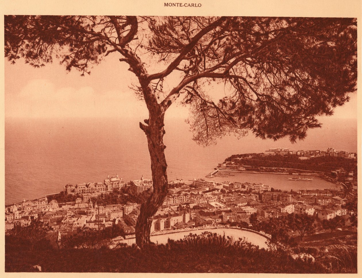 Panorama Monte-Carlo pořízené z Turbie Road, 1930. od Unbekannt