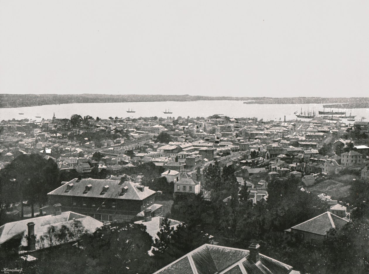Panoramatický výhled z kopců, Auckland, Nový Zéland, 1895. od Unbekannt