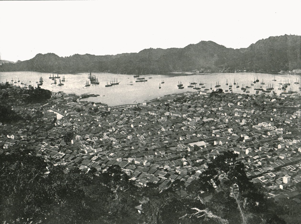 Panoramatický výhled na město, Nagasaki, Japonsko, 1895. od Unbekannt