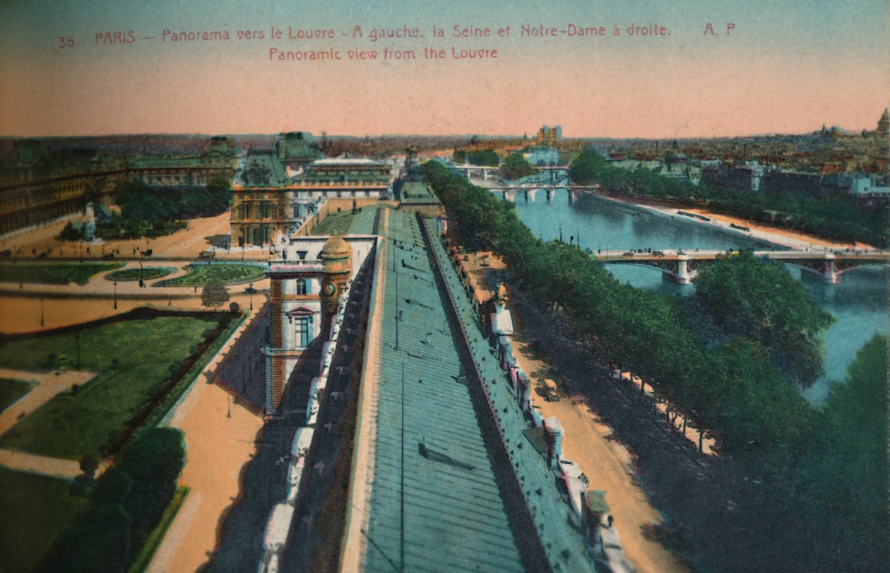 Panoramatický výhled na Louvre, Paříž, c1920 od Unbekannt