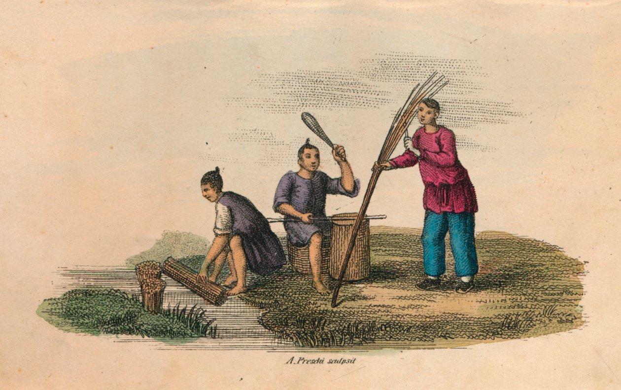 Výroba papíru v Číně, AD 105, c1850 od Unbekannt