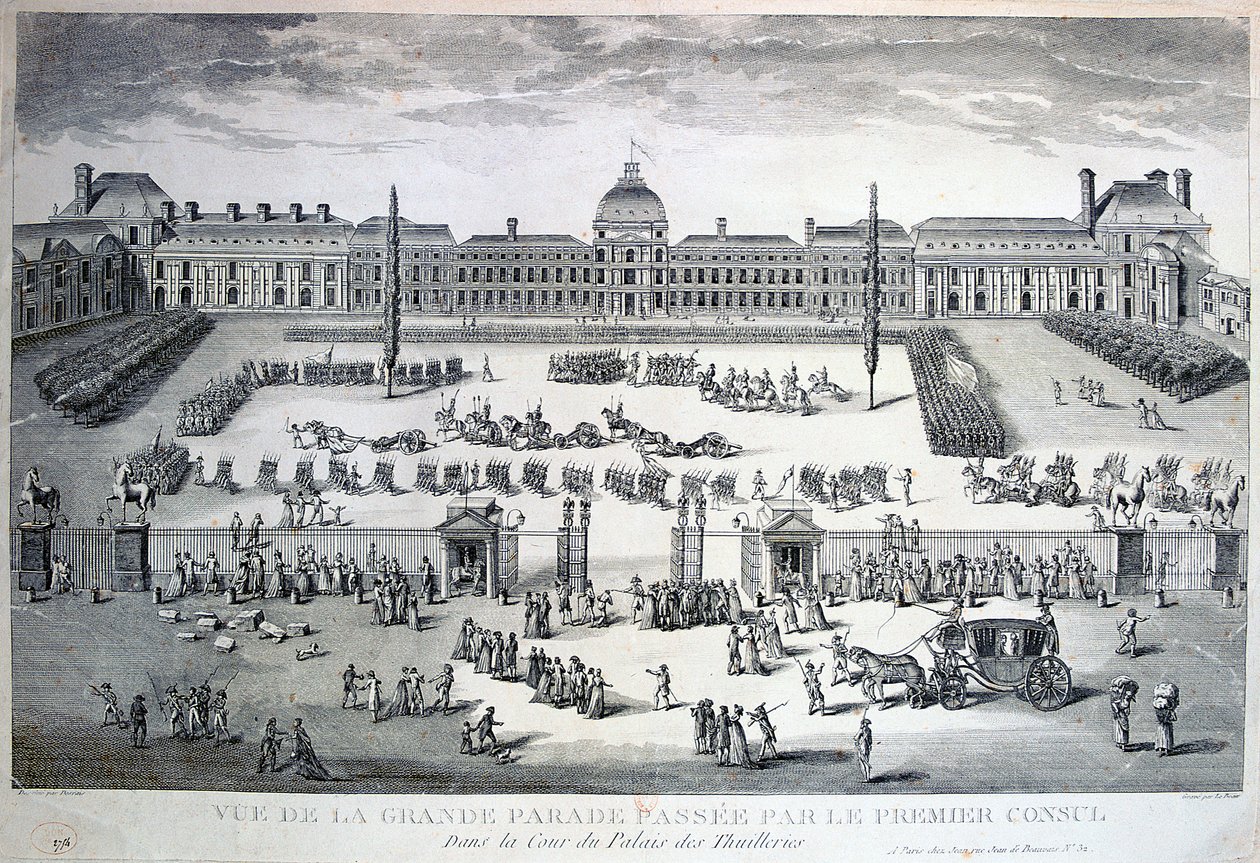 Přehlídka vojsk během Grand Parade, palác Tuileries, 19. století od Unbekannt