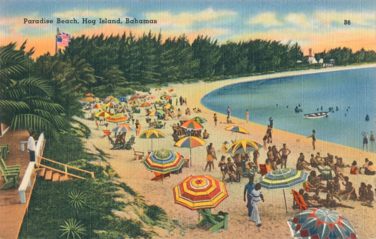 Paradise Beach, Hog Island, Bahamy, c1930 od Unbekannt