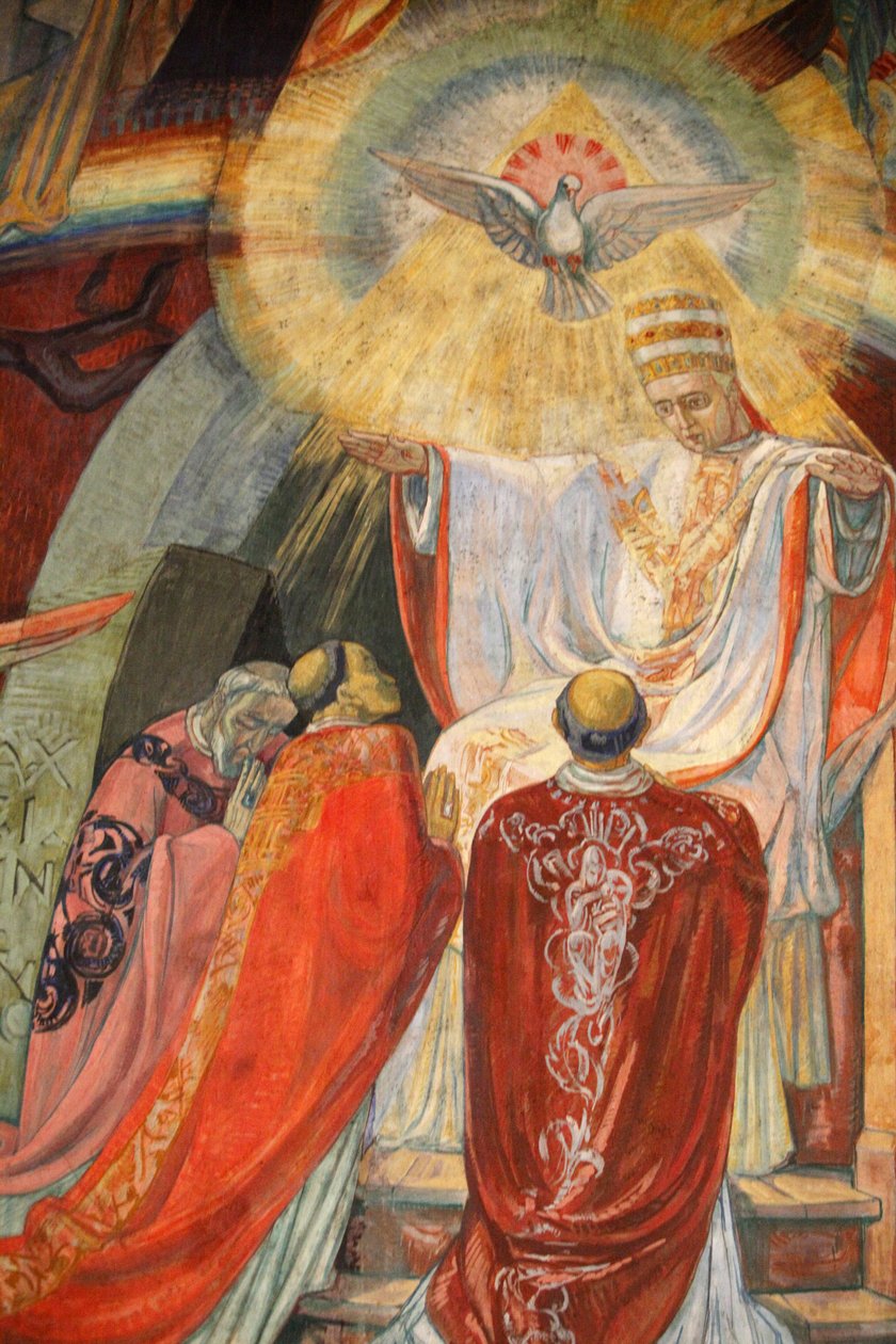 Paříž, Francie Kostel Saint-Esprit Freco zobrazující shromáždění II. vatikánského koncilu, Paříž, Francie od Unbekannt
