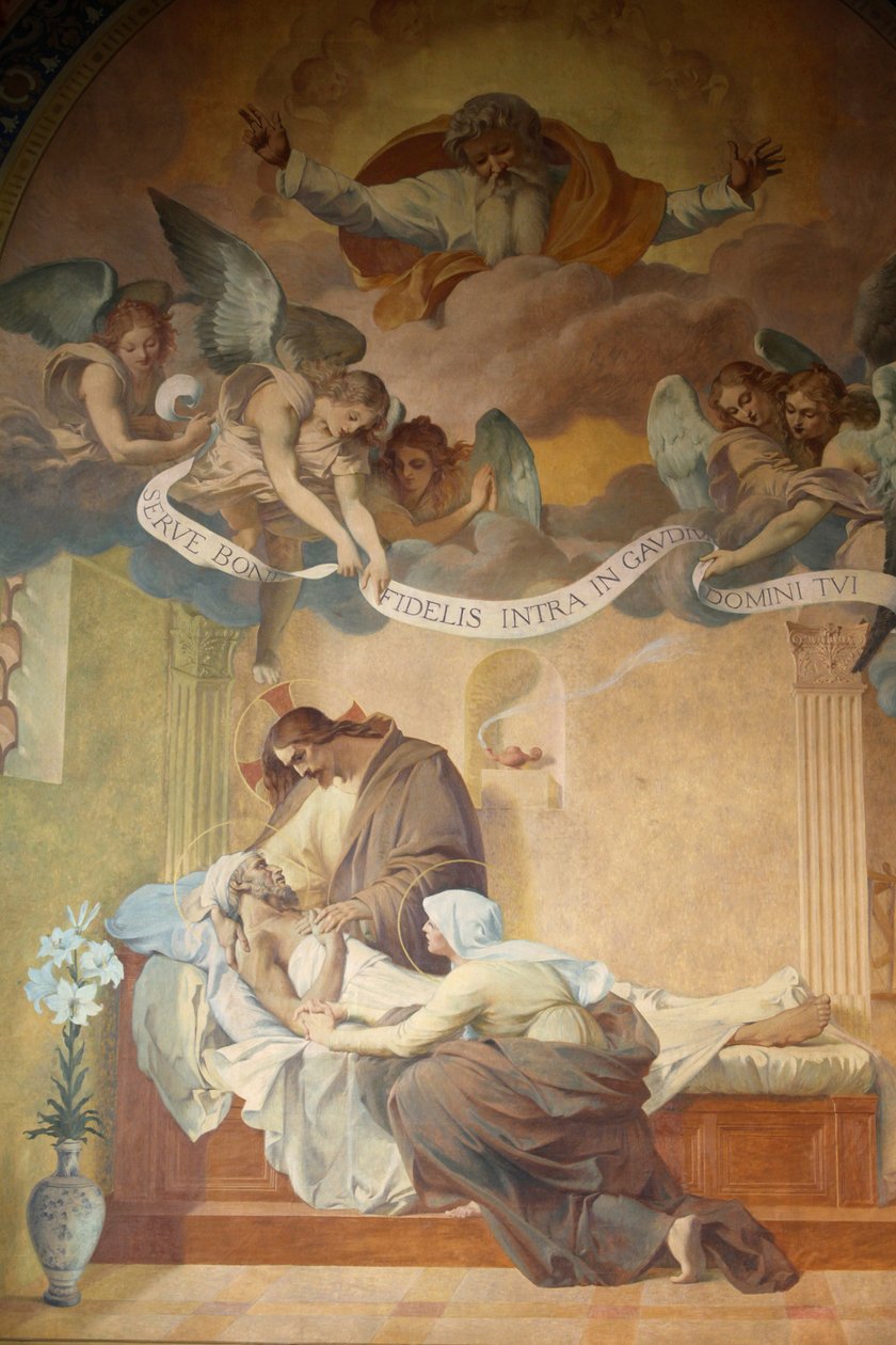Paříž, Francie Kostelní malba Saint-Francois-Xavier: Smrt svatého Josefa od Henri Pinty (1915), Paříž, Francie od Unbekannt