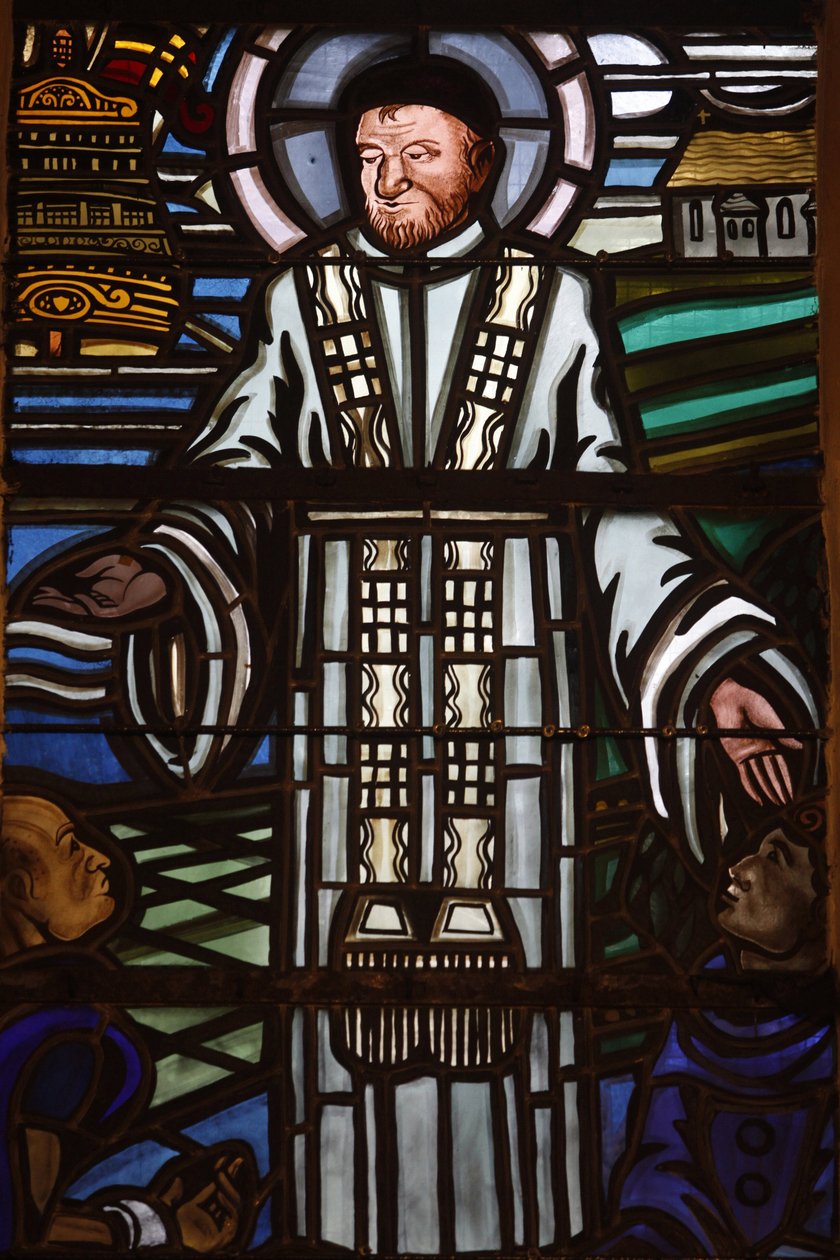 Paříž, Francie Vitráže kostela Saint Laurent: Saint Vincent de Paul, Paříž, Francie od Unbekannt