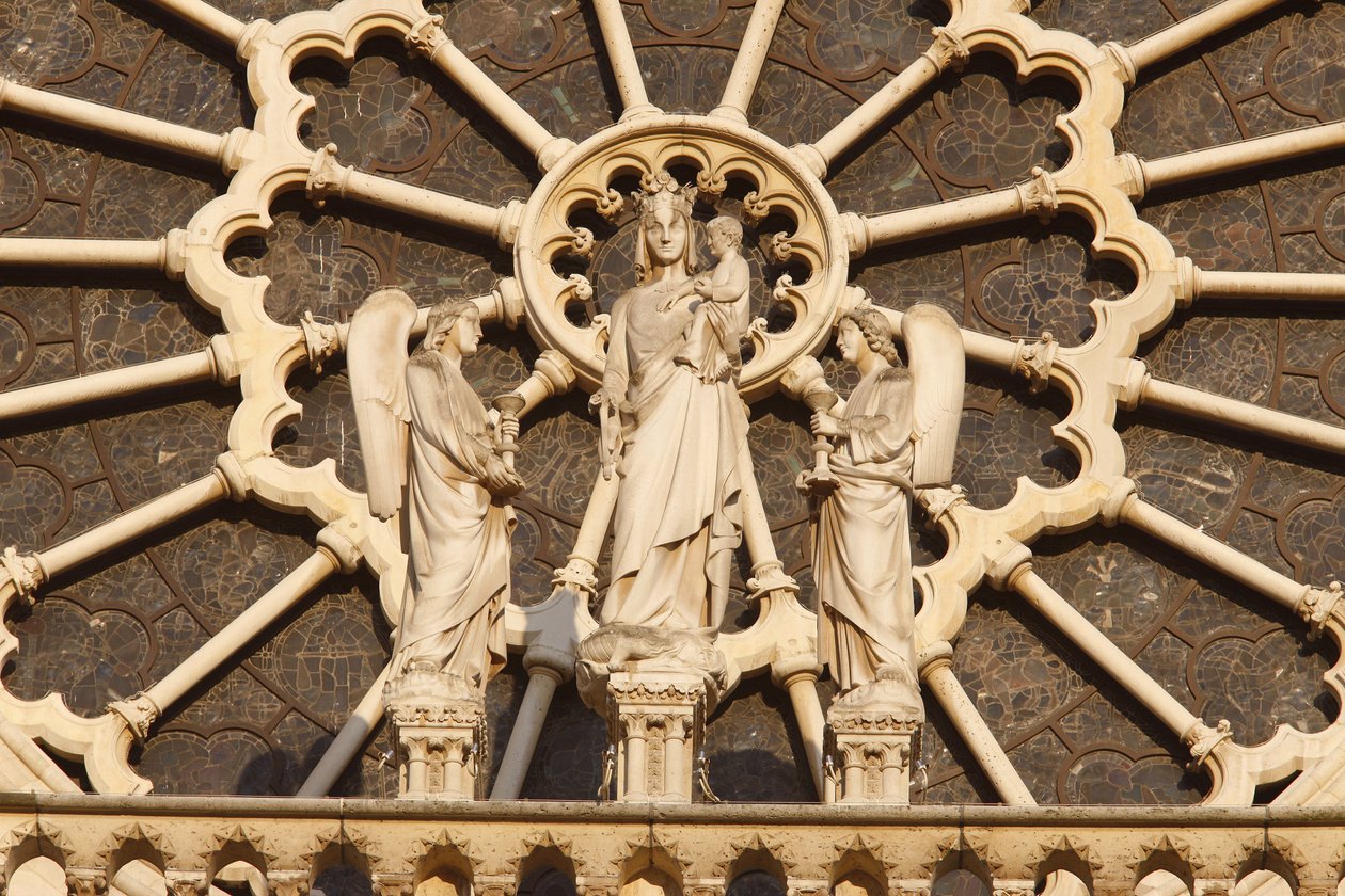 Pařížská katedrála Notre Dame západní křídlo: Panna a dítě a andělé, Paříž, Francie od Unbekannt