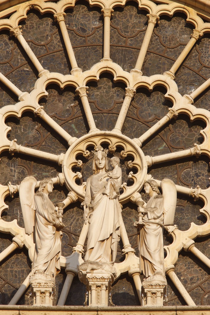 Pařížská katedrála Notre Dame západní křídlo: Panna a dítě a andělé, Paříž, Francie od Unbekannt