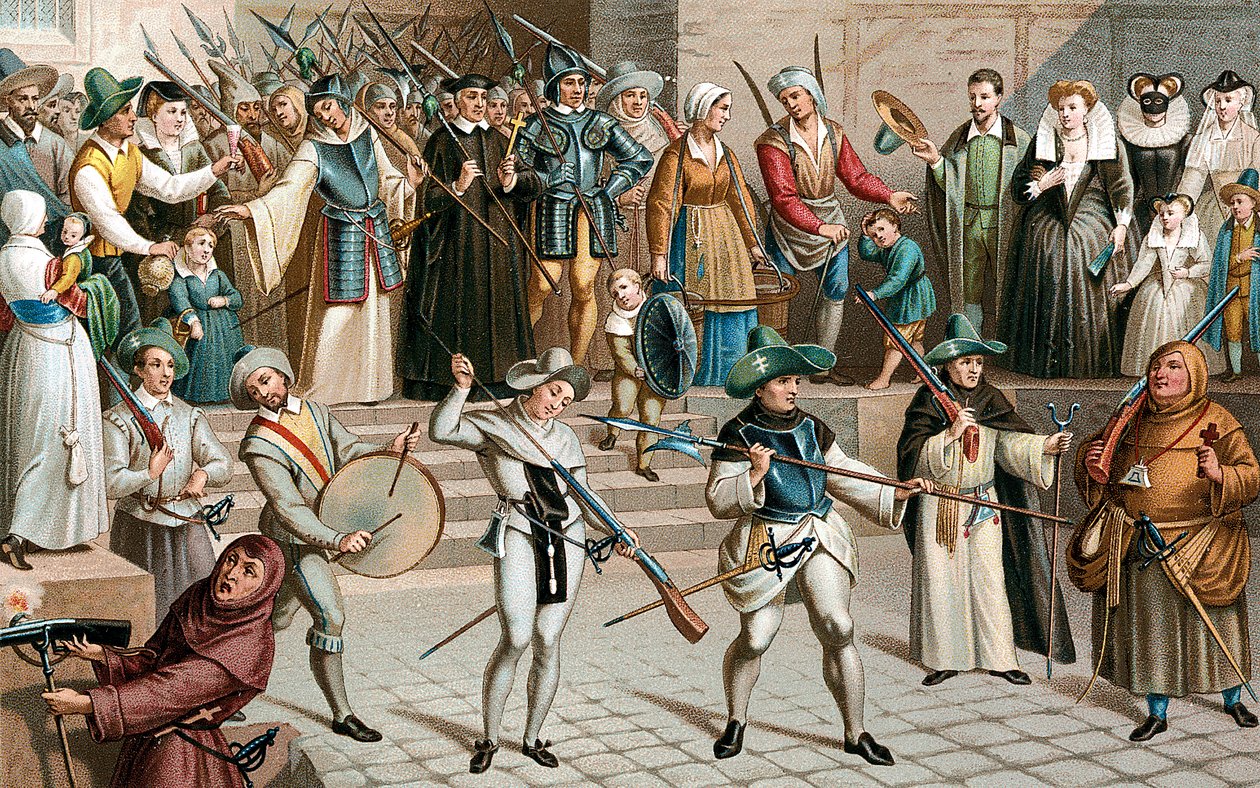 Paříž během ligy La Ligue, 1590 19. století od Unbekannt