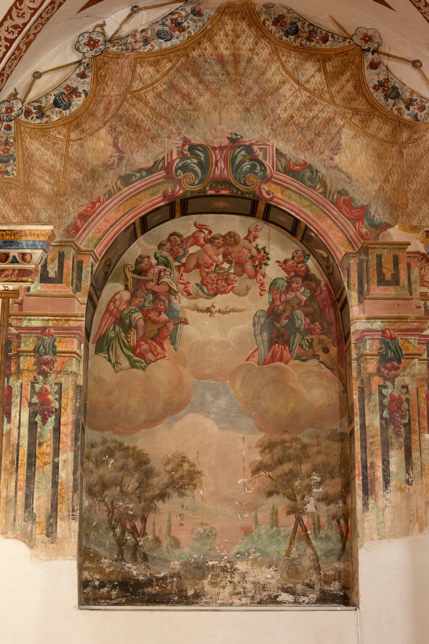 Farní kostel (Iglesia de San Agustín). Interiér. Kaple. Nástěnné malby. Škola Zurbaran. Kaple. Barokní. 17. století. od Unbekannt