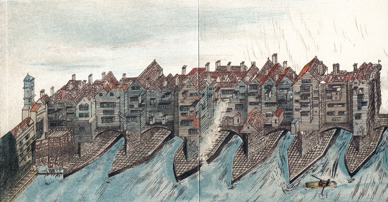 Část Old London Bridge, c1600 od Unbekannt