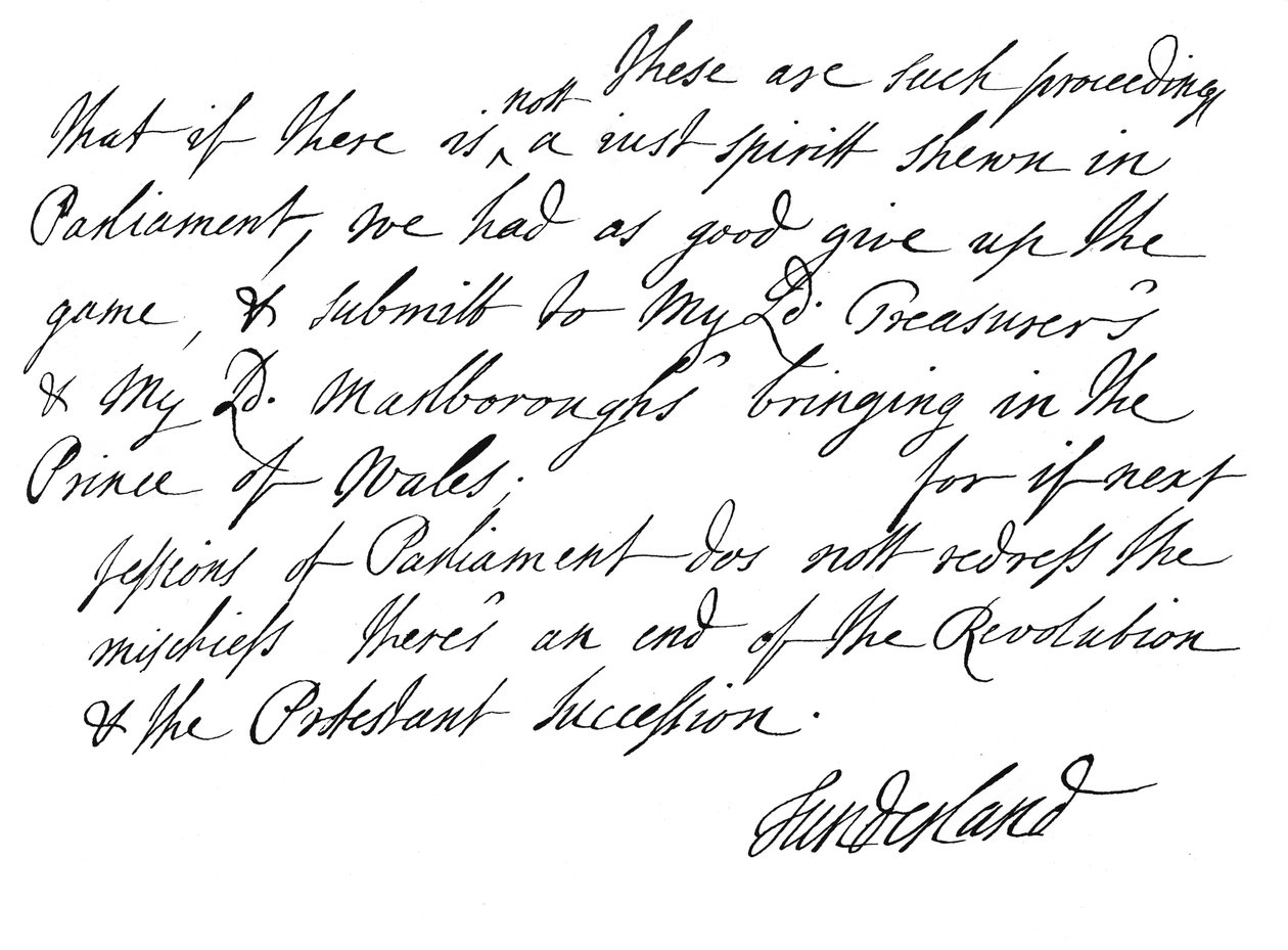 Část dopisu napsaného Charlesem Spencerem, 3. hrabětem ze Sunderlandu, 1678 1840 od Unbekannt