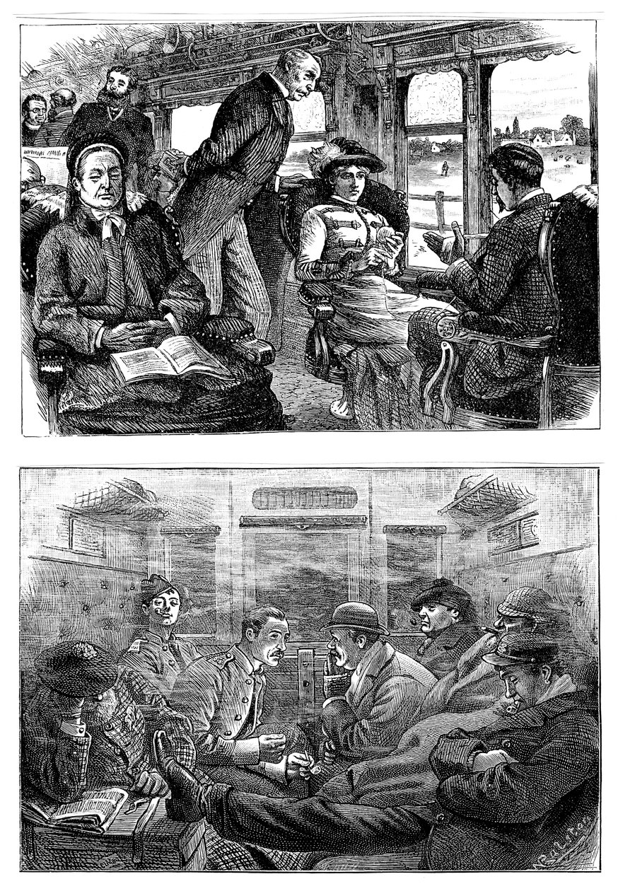 Cestující ve vlaku z Londýna do Glasgow, 1884 od Unbekannt
