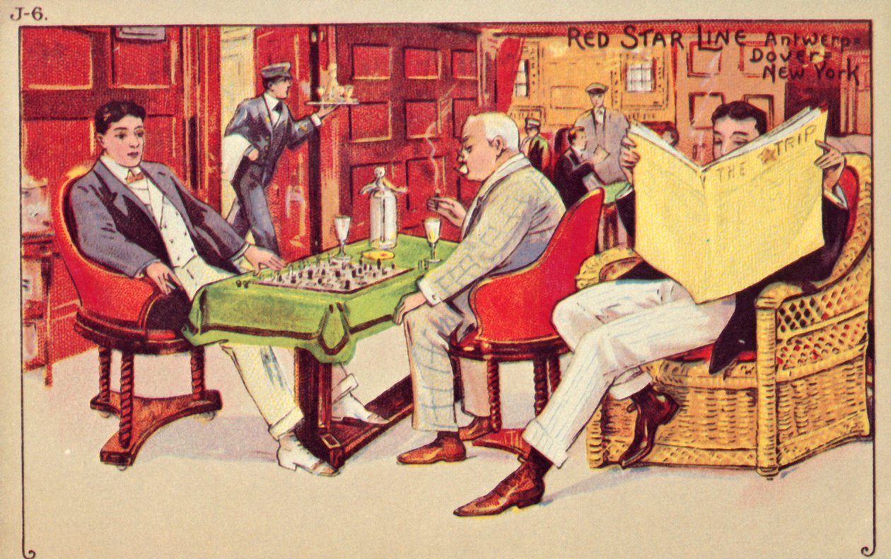 Cestující odpočívají na palubě lodi Red Star, 1907. od Unbekannt