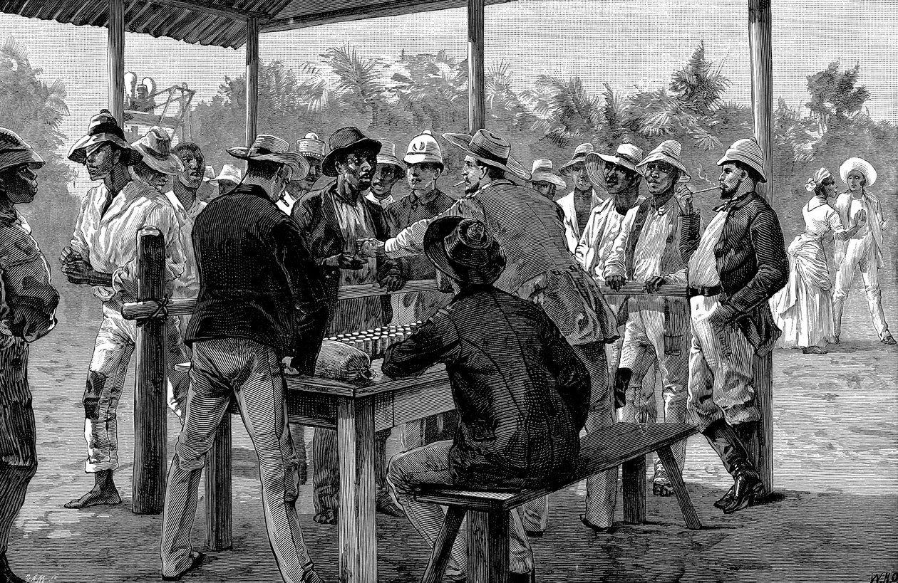 Vyplácení západoindických dělníků, 1888 od Unbekannt