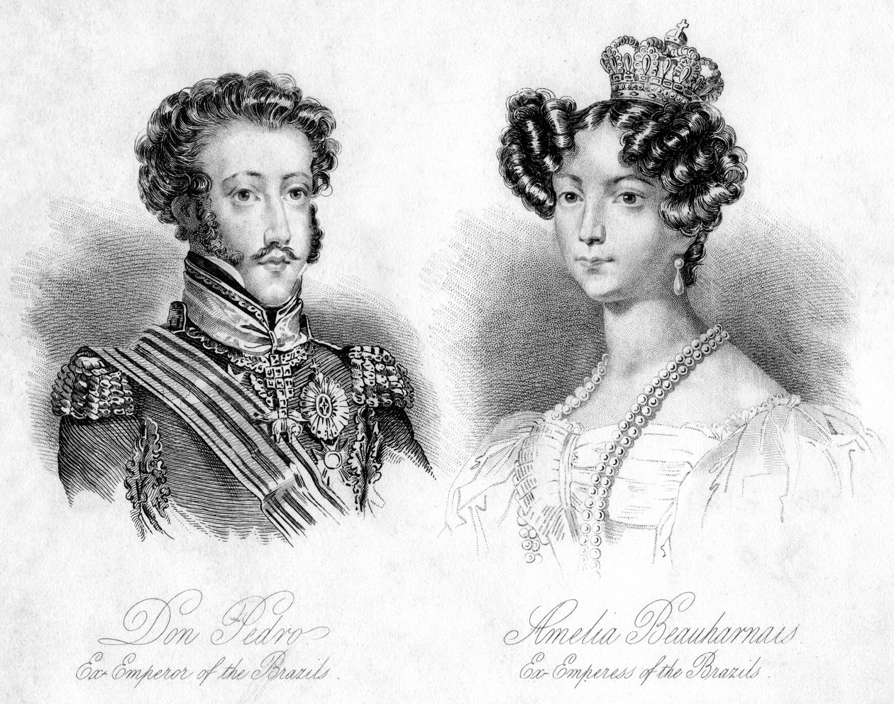 Pedro I., brazilský císař a princezna Amelie z Leuchtenbergu od Unbekannt