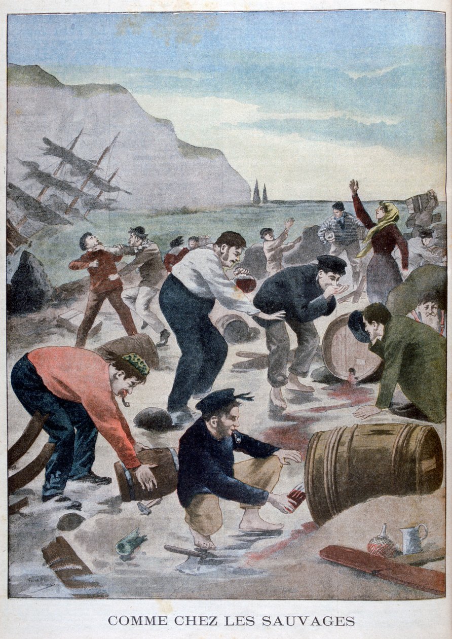 Lidé zachraňující předměty ze ztroskotání na Isle of Wight, 1902 od Unbekannt