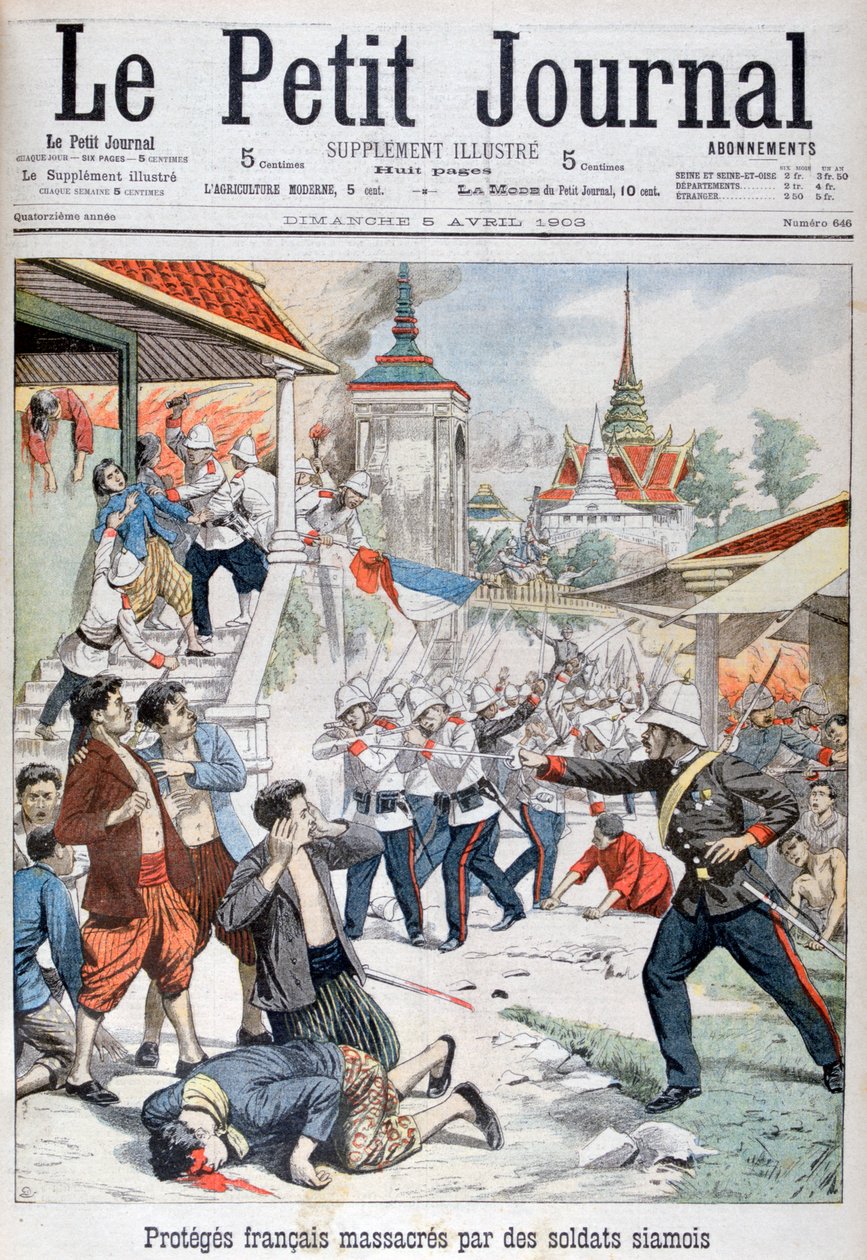 Lidé pod francouzskou ochranou zmasakrováni siamskými vojáky, Siam, 1903 od Unbekannt