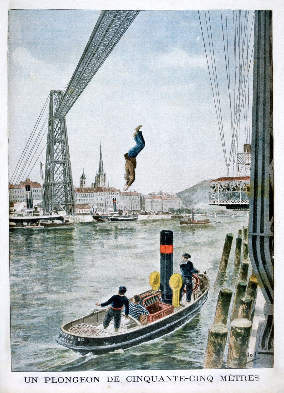 Osoba se vrhne 55 metrů od Portside, Rouen, 1901 od Unbekannt