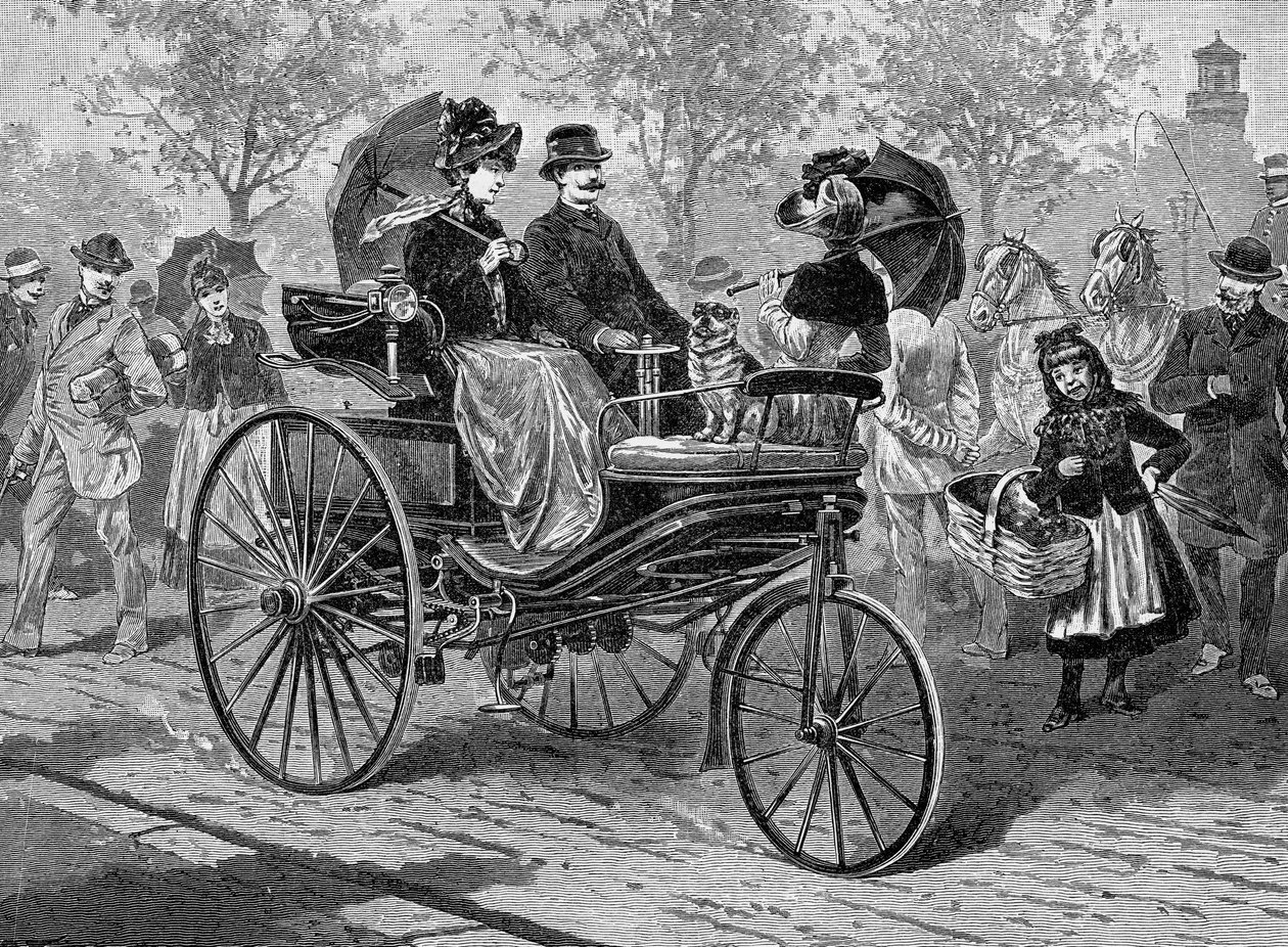 Benzínové auto od Benz & Co., schopné 16 km za hodinu, c1890s od Unbekannt