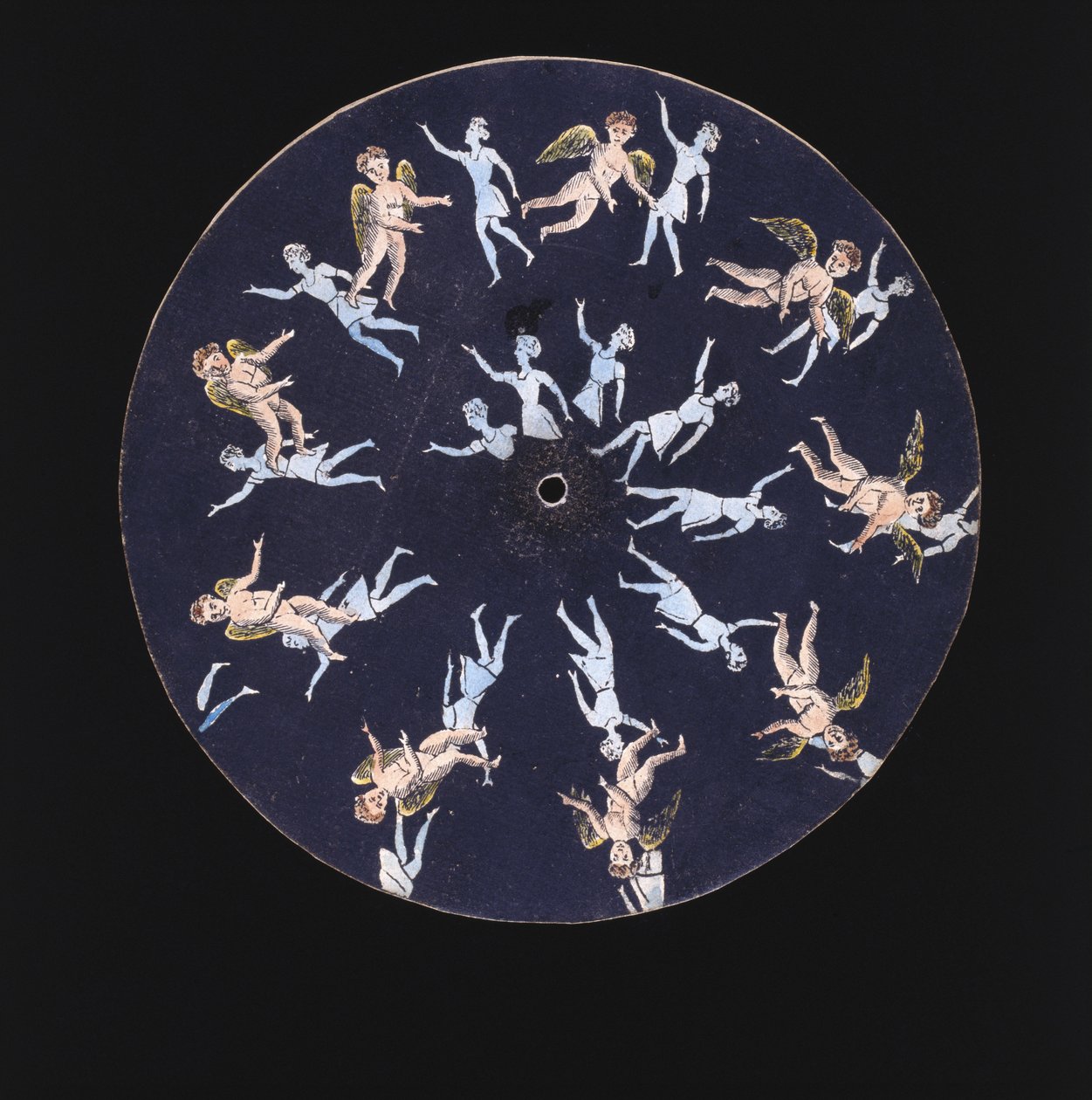 Phenakistiscope (Phenakistoscope) disk zobrazující amor a dvě dívky, c 1830 od Unbekannt