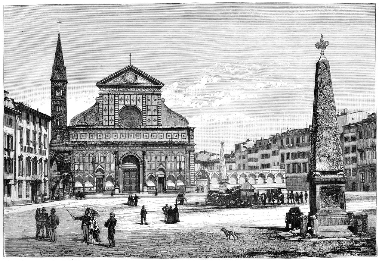 Piazza a kostel Santa Maria Novella, Florencie, Itálie, 1882 od Unbekannt