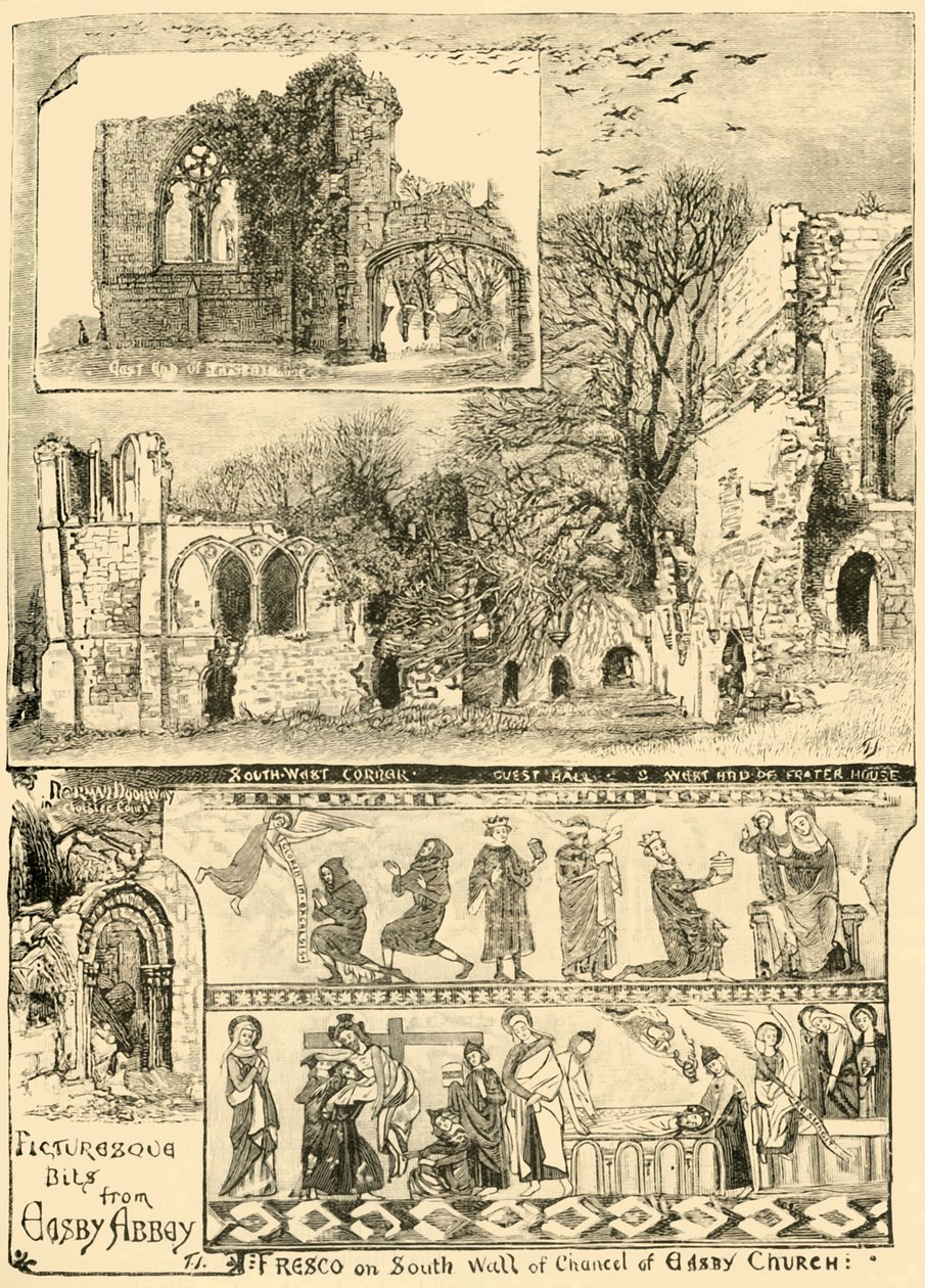 Malebné kousky z Easby Abbey, 1898. od Unbekannt