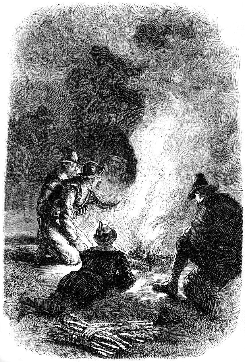 Otcové poutníci kolem strážního ohně, c1620 c1880 od Unbekannt